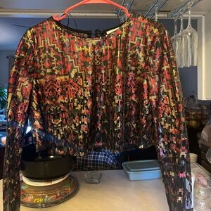 THE JETSET DIARIES TAPESTRY LONG SLEEVES TAPESTRY CROP TOP